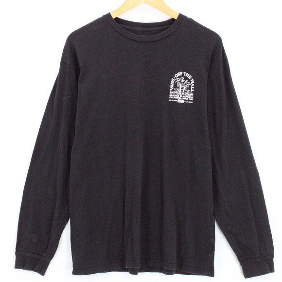 Vans T-shirt Men's Casual Black Long Sleeve Crewneck Big Logo Graphic Size L - Picture 2 of 9